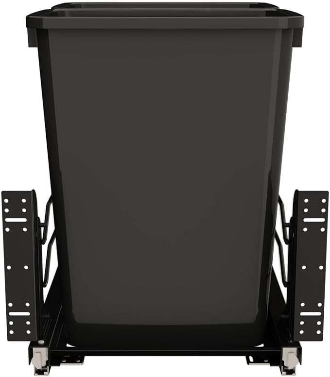 Rev-A-Shelf 35 Qt Double Pullout Under Cabinet Kitchen Trash Cans w/Soft-Close, for 18” Base Cabinets, Black, 53WC-1835SCDM-218 - Container Bins for Waste Management