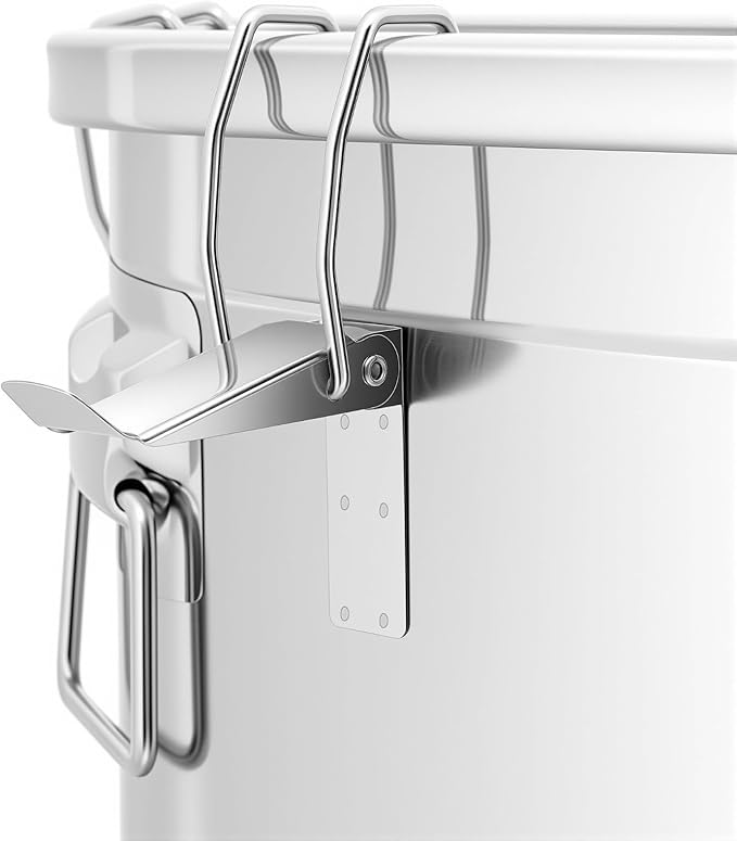 Stainless Steel Airtight Canister for Kitchen, 48L/12.68Gal Metal Food Storage Container Flour Bucket with Lid & Clamps, Bean Rice Canister Holder for Kitchen Restaurant, D15.8*H15.8in