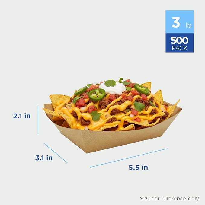 Karat [3 lbs - 500 Pack Kraft Paper Food Serving Tray for Hot Dogs, Fries, Roasted Chicken, Ribs, Steaks (FP-FT300K)