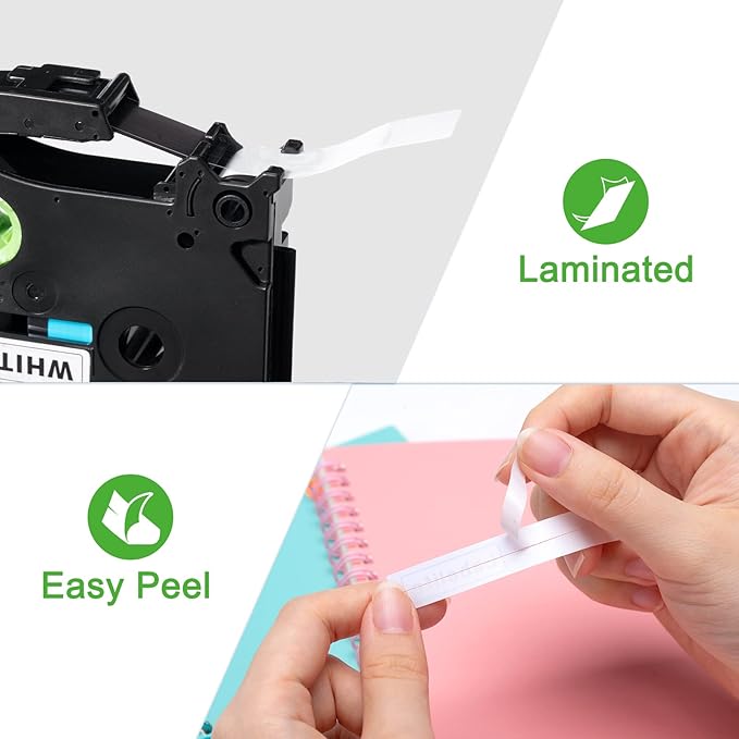 Labelife 6-Pack TZe TZ Tape 9mm 0.35 Laminated White Label Tape TZe-221 Replace for Brother P Touch 9mm Label Tape TZe221 TZ221 for Brother Label Maker PT-D210 PT-D220 PT-H110 PT-D400 PT-D610BT PTD200