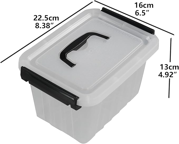 Small Plastic Storage Box, 6-Pack 3 Liter Storage Bins with Lid