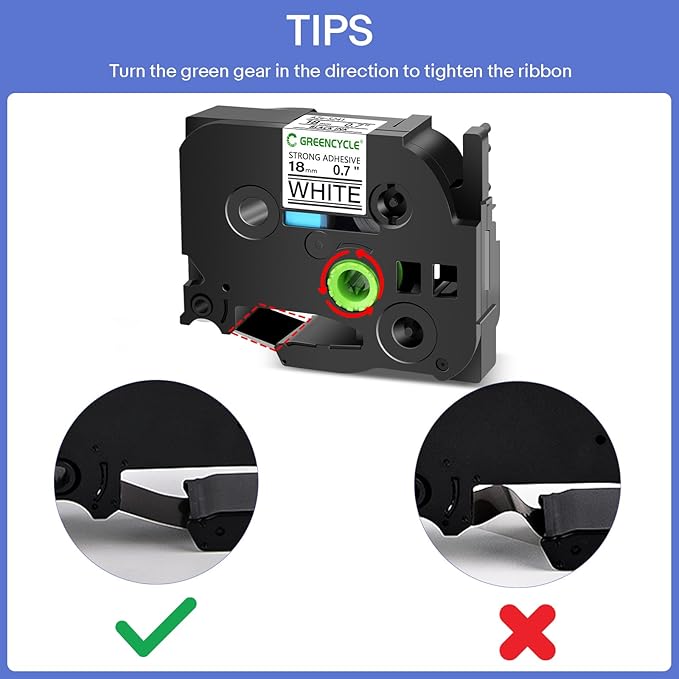 GREENCYCLE Extra Strength Adhesive Black on White Label Tape Compatible for TZE-S241 TZS241 AZES241 3/4" 18mm for PT2730, PTD400, PTD400AD, PTD400VP, PT-D450, PTD600, PTP700, PTP710BT-3 Pack