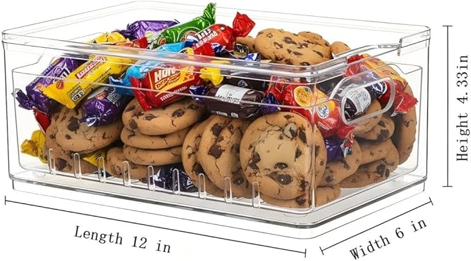 Household Transparent PET Fruit Draining and Washing colander food storage boxes plastic cookie containers refrigerator organizers (3, 1 rectangle 2 squares)