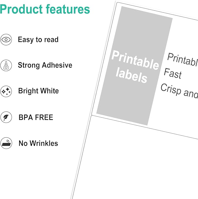 L LIKED 200 Half Sheet Shipping Labels, 2 per Sheet, 200 Labels, 5.5 x 8.5 inch, for Laser & Inkjet Printing (100 Sheets)