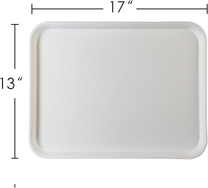 Eslite Rectangular Plastic Serving Trays,Fast Food Serving Cafeteria Trays,17"X13",Set of 6(White)
