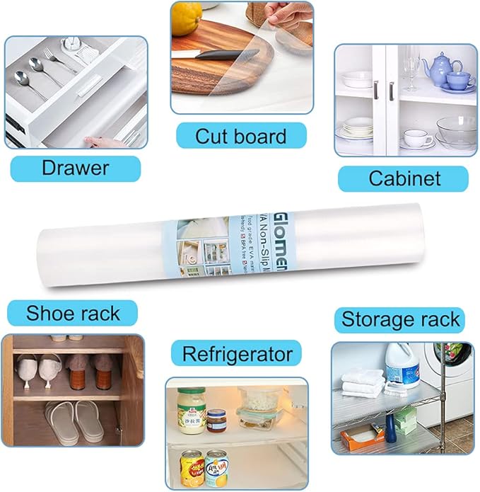 Shelf Liner, Non-Slip Cabinet Liner, Washable Oil-Proof for Kitchen Cabinet, Shelves, Refrigerator, Storage, Desks, 22 Inches x 20 FT, Non Adhesive Drawers Liner… (22 Inches x 20 FT, Thickened)