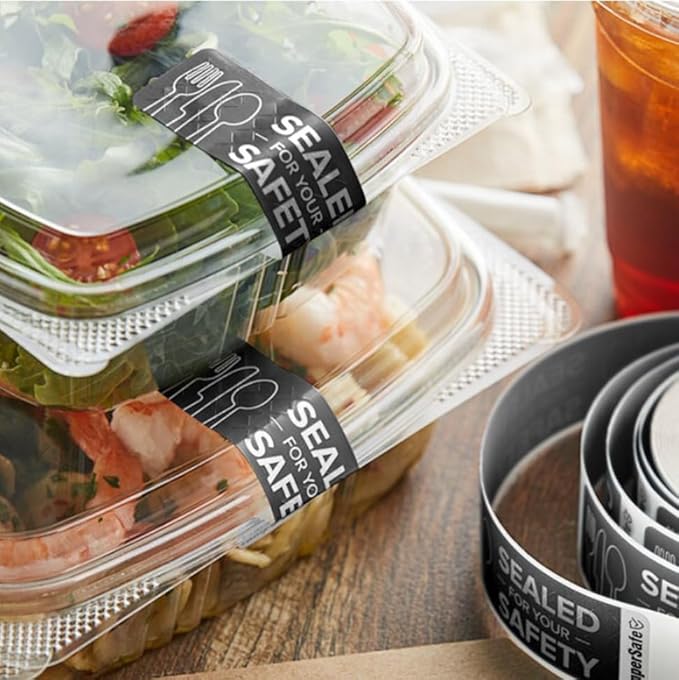 Angel's Peel Lounge Tamper Proof Stickers Roll — Tamper Evident Stickers for Food Safety, Delivery Bags, Drink Lids, Containers, Adhesive Seal Tape, Writable Surface - 1x3in 250-COUNTS, Black, Round