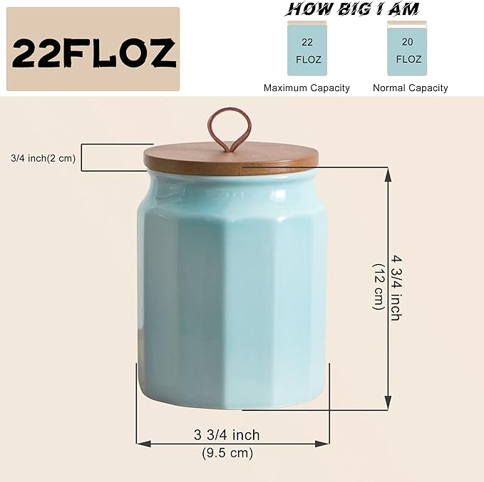 Canister Sets for Kitchen, Set of 4 Ceramic Kitchen Canisters for Countertop with Airtight Wood Lids, Large Flour and Sugar Containers for Coffee, Tea, Spice