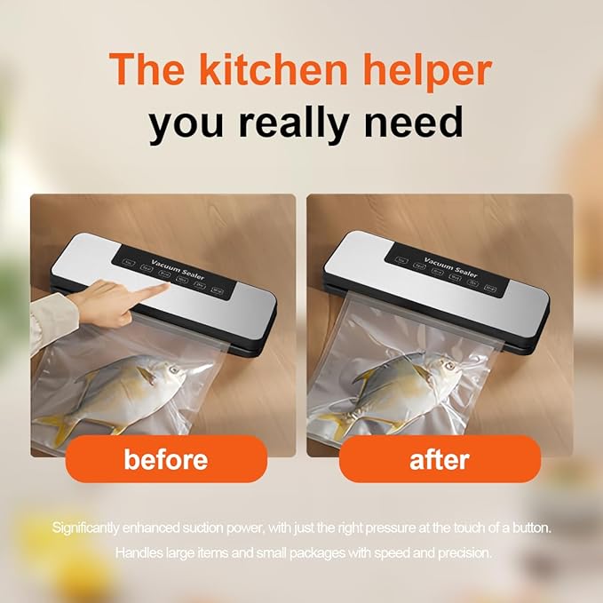Vacuum Sealer Machine,4-in-1 Food Vacuum Savers Kit, 20s Fast Seal for Dry & Moist Food, LED Display, with 5 BPA-Free Reusable Vacuum Bags