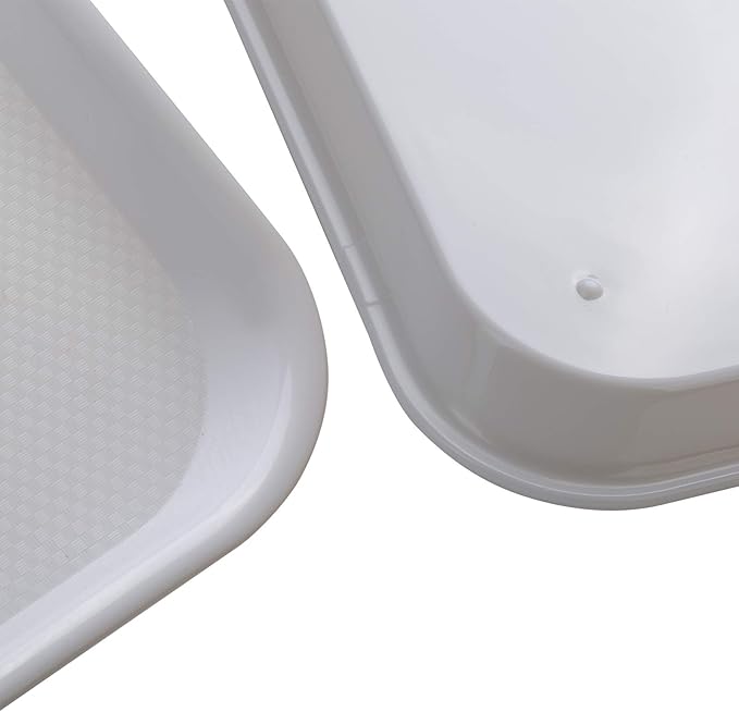 Eslite Rectangular Plastic Serving Trays,Fast Food Serving Cafeteria Trays,17"X13",Set of 6(White)