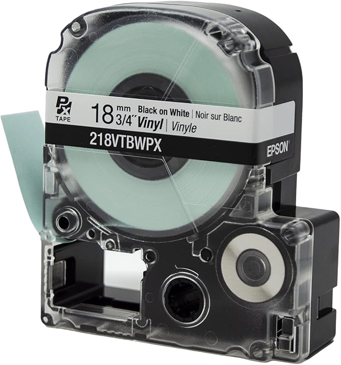 LABELWORKS 218VTBWPX Tape Cartridge - Black on White Flexible and Durable Vinyl Industrial Label Maker Tape - 3/4" (18MM) Wide, 22.9 ft
