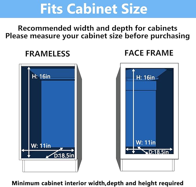 MODCART 2 Tier Individual Pull Out Cabinet Organizer 10½" W x 18" D, Heavy Duty Cabinet Pull Out Shelves, Slide Out Drawers Organization for Kitchen Cabinets Bathroom