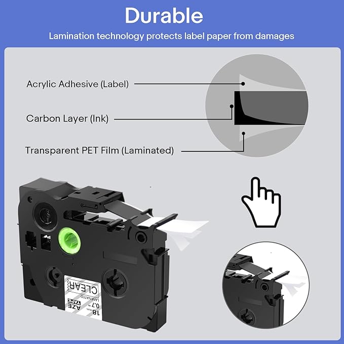 GREENCYCLE Compatible for Brother P-Touch Label Tape TZe-141 TZe-241 TZe-345 18mm 0.7" Laminated TZe TZ 3/4 inch Black on Clear/White and White on Black Label Tape for PT-D410 PT-D400 PT-D600, 3 Pack