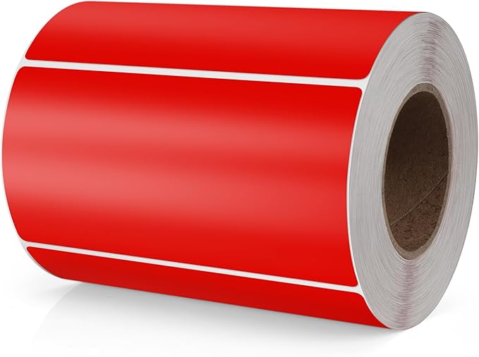 Red Rectangle Stickers 4 x 2 Inch Color Coding Labels Vinyl Roll Self-Adhesive Waterproof Removable 500 PCS