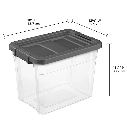 Sterilite 6-Pack Modular Stacker Box, Durable Clear Plastic Storage Bins with Latching Lids, 30 Quart - Stackable Organizing Container Boxes for Closet, Bathroom, and Office