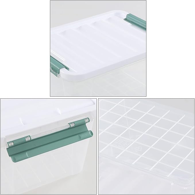 Sandmovie 20 Quart Storage Bin with Latching Lid, Plastic Clear Latch Storage Box, 6 Packs