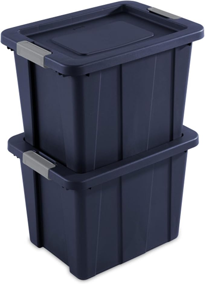 Sterilite 12-Pack Storage Bins with Lids, Heavy Duty Totes, Tuff1, 18 Gallon, Dark Indigo