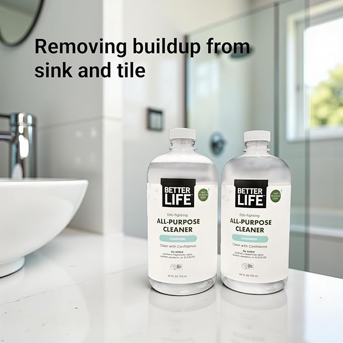 Better Life All Purpose Cleaner - Multipurpose Home and Kitchen Cleaning Spray for Glass, Countertops, Appliances, Upholstery & More - Multi-surface Spray Cleaner - 24oz (Pack of 2) Unscented