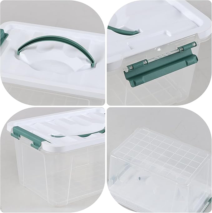 2 Pack 6 Quart Clear Container Bin with Lid, Plastic Latching Storage Tote