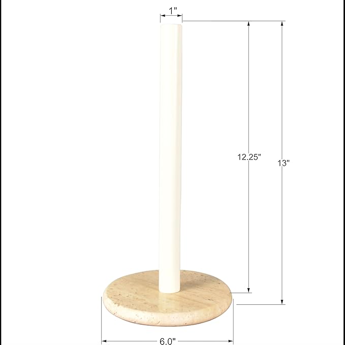 happimess PRH2000C Avery Modern Classic Metal with Non Slip Weighted Marble Base Paper Towel Holder, for Bathroom Kitchen Countertop, Standard or Jumbo-Sized Roll Paper, Beige/White
