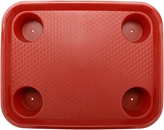 G.E.T. FT-20-R Stackable Cafeteria / Fast Food Plastic Tray, 17" x 14", Red (Set of 12)