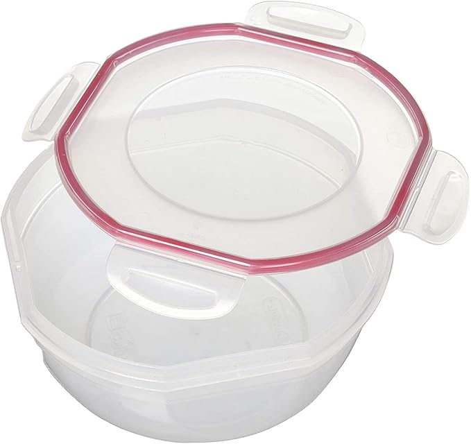 Sterilite Ultra-Seal 2.5 Qt Bowl, Airtight Food Storage Container, Plastic, Latching Lid, Microwave and Dishwasher Safe, Clear With Red Gasket, 1-Pack
