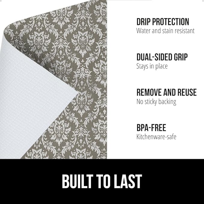 GORILLA GRIP DripGuard Shelf Liner, Non Adhesive Drawer and Kitchen Cabinet Protector, Slip Resistant BPA Free Smooth Surface Plastic Liners for Cabinets, Bathrooms, Closets, 12x240 Inch, Beige Cream
