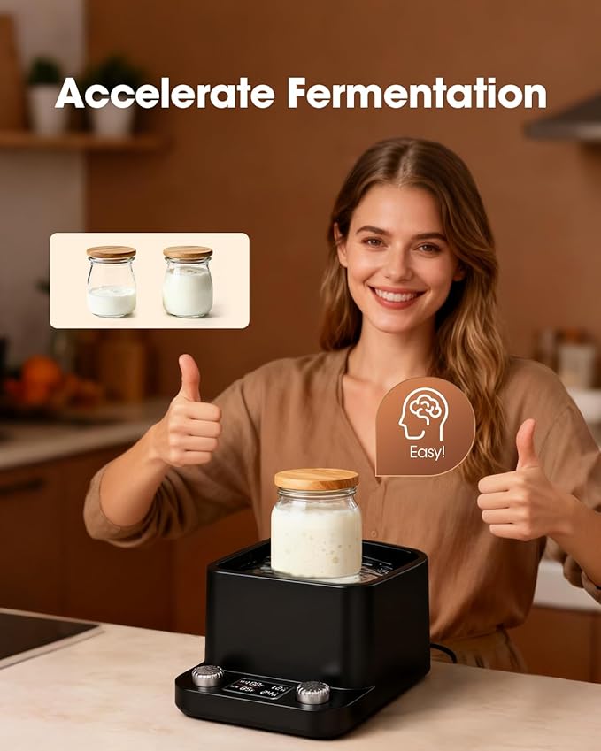 MQUPIN Sourdough Starter Warmer, Even Heating Water Bath Sourdough Warmer, 1°F Precise Thermostat (70-104°F),198H Timer, Smart Yeast Feeding Warmer for Kombucha Yoghurt Beer Fermentation (Black)