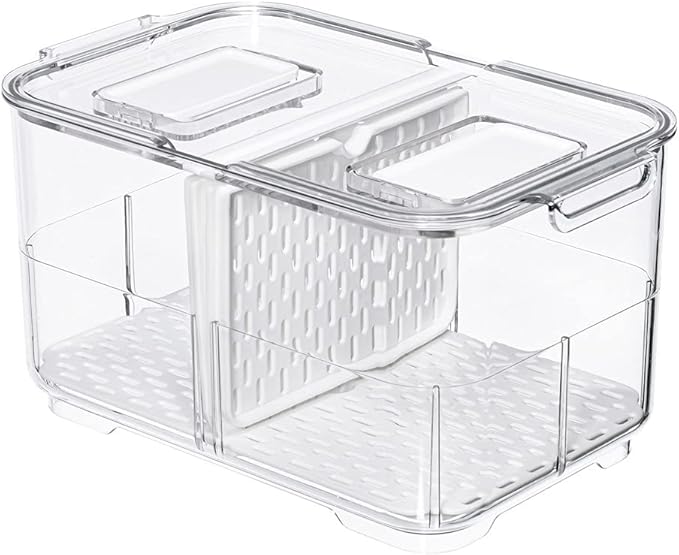 Refrigerator Organizer Bins Produce Saver, Stackable Freezer Bins Fresh Keeper Food Storage Containers for Fridge Freezer Cabinet Kitchen Organization -5700ML