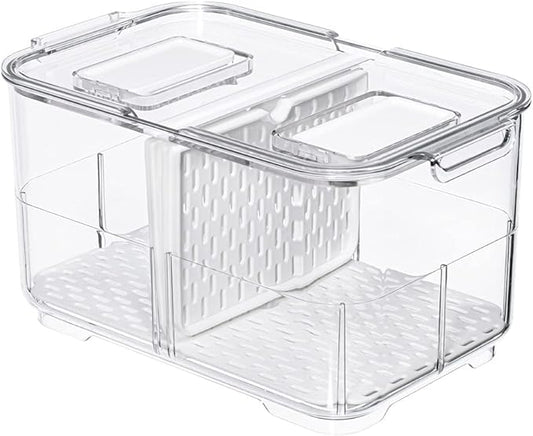 Refrigerator Organizer Bins Produce Saver, Stackable Freezer Bins Fresh Keeper Food Storage Containers for Fridge Freezer Cabinet Kitchen Organization -5700ML