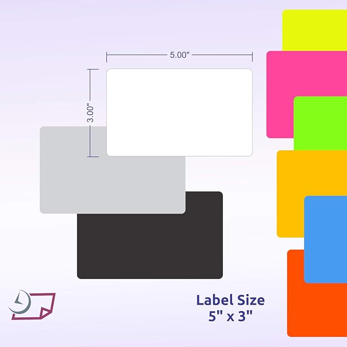 NextDayLabels 500 Rectangle Stickers (3" x 5") - Color Coding Labels Roll - Moving Labels for Boxes, Colored Inventory Stickers for Packing, Organizing, and Storage (White)
