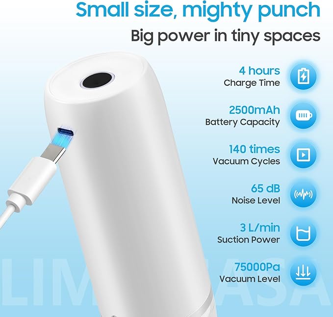 Handheld Vacuum Sealer for Food Storage, Cordless Mini Vacuum Pump with Reusable Bags, USB-C Rechargeable Portable Food Vacuum for Meat, Vegetables & Freezer Meal Prep