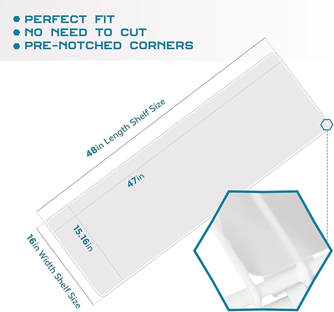 BRIAN & DANY Wire Shelf Liner 16" X 48", Heavy Duty Shelf Liners for Wire Shelving, Waterproof Protector Mats, Set of 4, Transparent