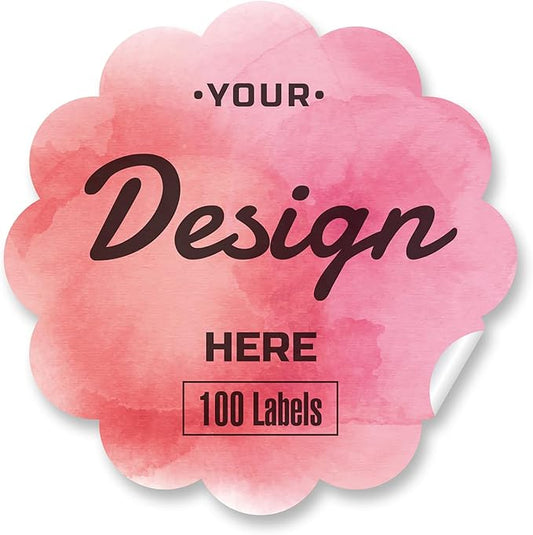 Custom Stickers Personalized Labels - Customized Stickers with Any Design Image Logo Text,Custom Thank You Label Stickers,Custom Stickers for Business Logo,100 Labels (Scalloped,1.5"x1.5")