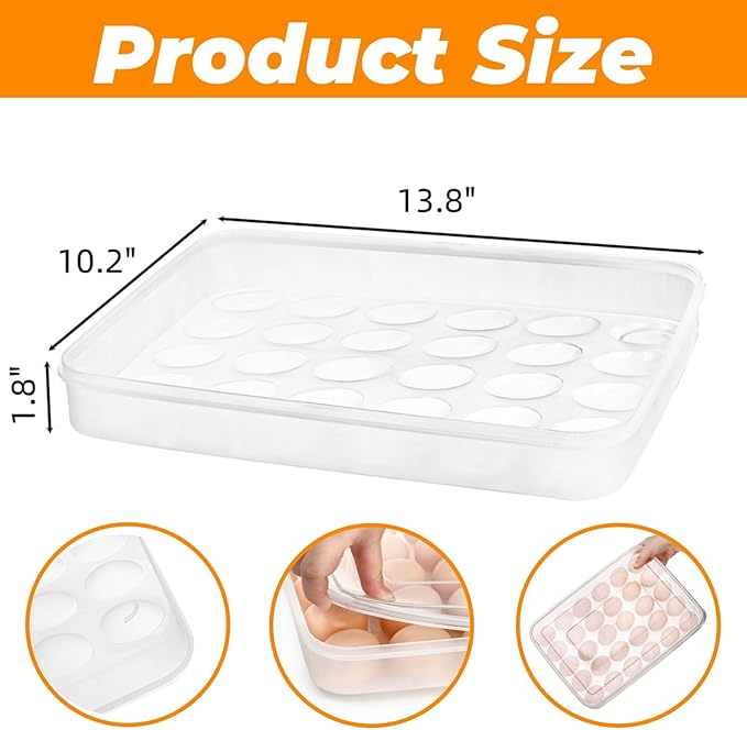 3 Pack Deviled Egg Containers with Lid, 90 Slot Plastic Egg Holder for Refrigerator, Clear Storage Egg Carrier Tray Stackable Egg Dispense for Party, Easter, Travel, Camping