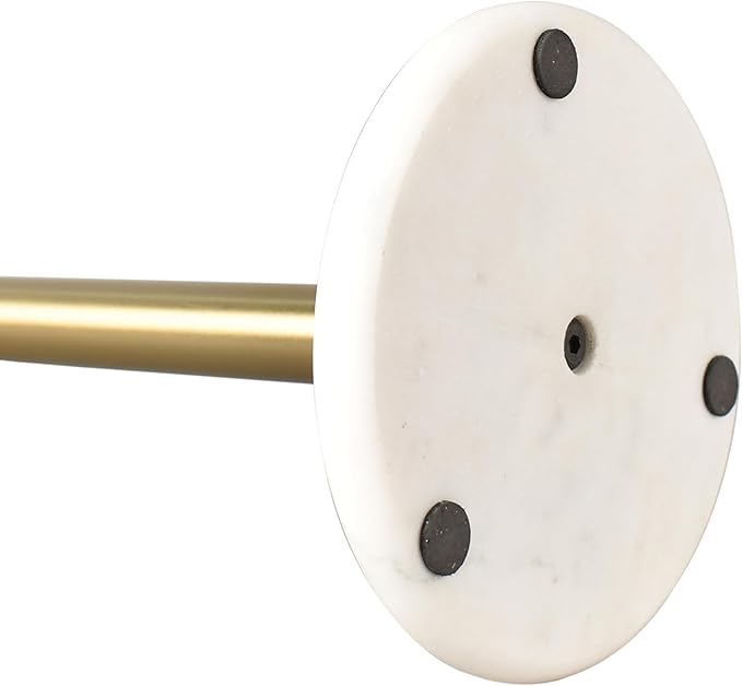 happimess PRH2000D Avery Modern Classic Metal with Non Slip Weighted Marble Base Paper Towel Holder, for Bathroom Kitchen Countertop, Standard or Jumbo-Sized Roll Paper, White/Gold