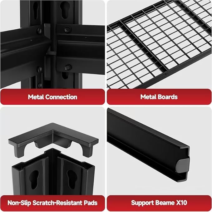 Extra Large 84" Hx 62.12" Widex 24" D Adjustable Industrial Metal/Steel 6-Shelf-Storage-Rack Heavy Duty Utility Tall Garage/Warehouse Shelving Shelves Unit/System for Bin/Shed, Black
