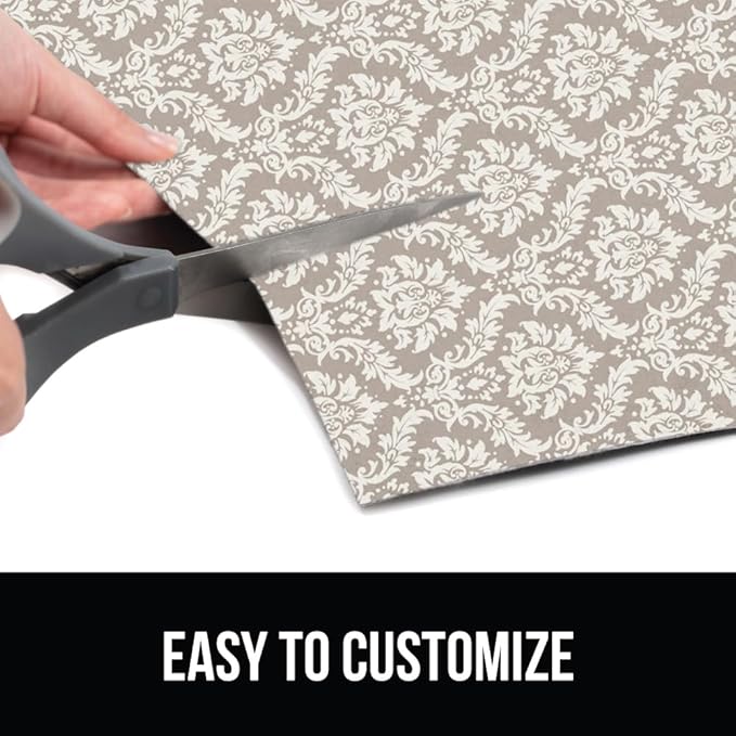 GORILLA GRIP LeakGuard Non-Adhesive Under Sink Mat for Kitchen Cabinet, Waterproof Quick Dry Shelf Liner, Durable Absorbent Felt Mats for Bathroom Sinks, Cabinets, Dresser, 24x24 Damask Taupe Cream