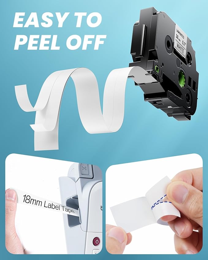 TZe-241 TZe241 Replacement for Brother P Touch Label Maker Tape 18mm TZe TZ Tape 18mm 0.7 Inch Laminated White, Compatible with PT-D410 PT-D400 PT-D460BT PT-D600 PT-D610BT PT-P700, 3/4 Inch, 4-Pack