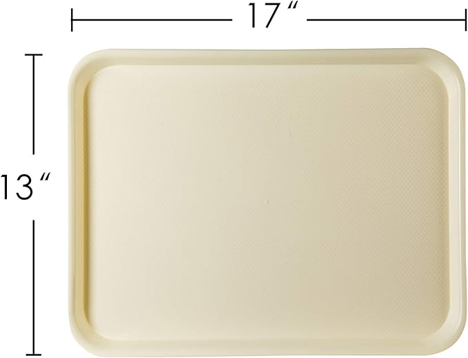 Eslite Rectangular Plastic Serving Trays,Fast Food Serving Cafeteria Trays,17"X13",Set of 6(Beige)