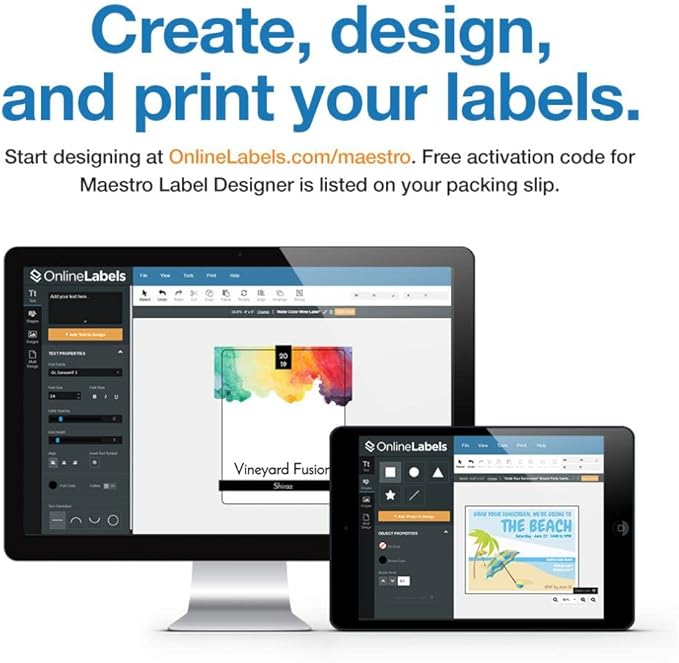 Water Bottle Labels - 8 x 2 - Permanent, Matte, Waterproof - for 16.9oz Bottles - Full-Wrap - Pack of 500 Labels, 100 Sheets - Inkjet/Laser Printers - Online Labels