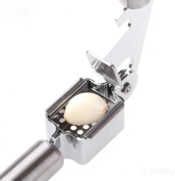 MANJIA Garlic Press and Peel Set Stainless Steel- Rust Proof Garlic Mincer Tool - Easy-Squeeze, Easy-Clean Silicone Garlic Peeler & Brush (Orange)
