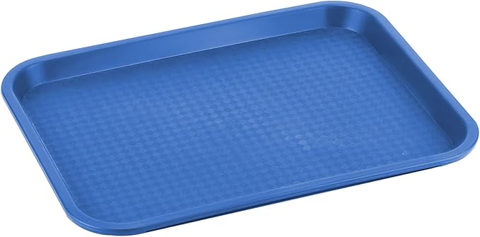 MAHIONG 15 Pack 14 x 10 Inch Blue Large Fast Food Tray, Rectangular Plastic Cafeteria Trays Restaurant Serving Trays, School Lunch Trays