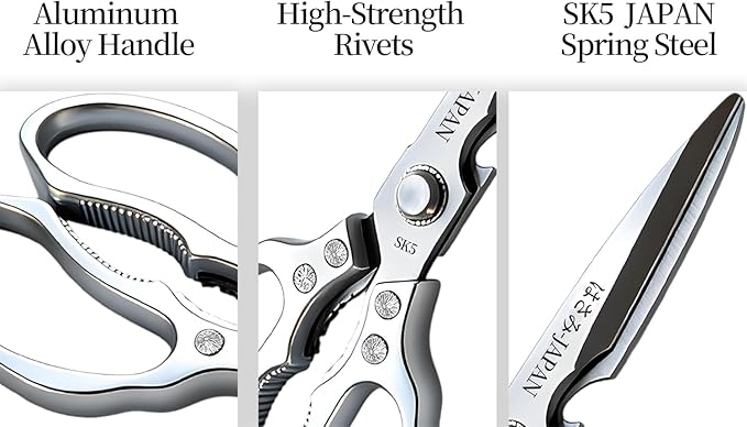 Kitchen Scissors Set, Heavy Duty Meat Scissors All Purpose, Dishwasher Safe Food Shears for Seafood Pizza Herb Chicken Poultry Cutting Cooking, Christmas Gifts for Men Women Mom Dad