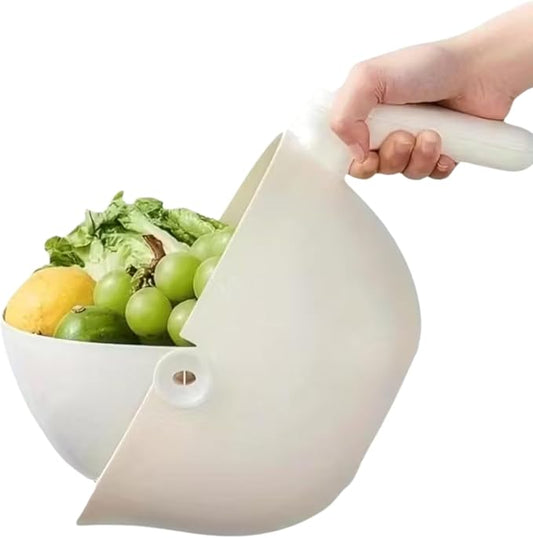 Multi Functional Draining Basket – Double Layer Colander & Bowl for Pasta, Fruits & Vegetables – Durable BPA-Free, Dishwasher Safe (Milky White).