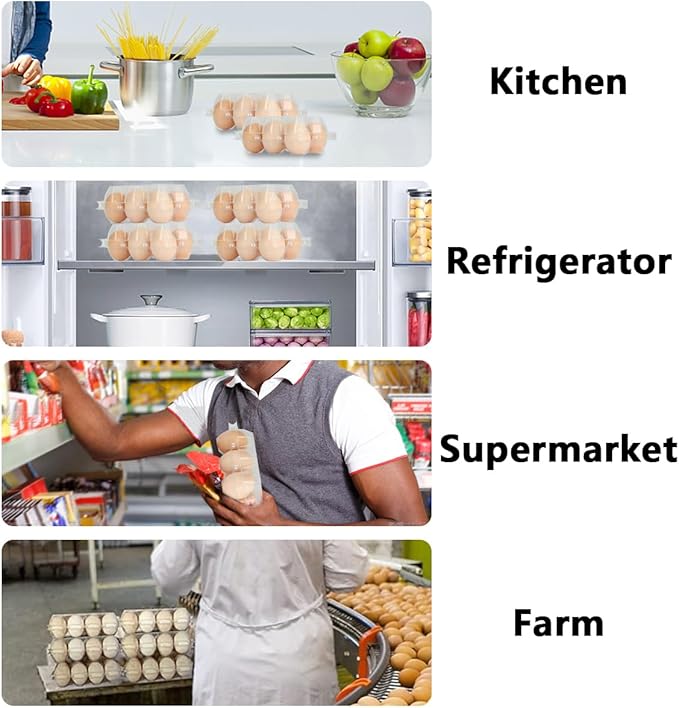 100 Pcs Plastic Transparent Egg Cartons - 2x3 Clear for 6 Eggs | Half Dozen | Bulk Clear Plastic Egg Cartons for Family Pasture Farm Market Kitchen Organization