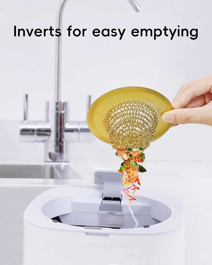 Gold Sink Strainer, Reversible Mesh Sink Strainer with 304 Stainless Steel, Revolutionary Anti-Rust Kitchen Sink Drain Strainer Food Catcher for Garbage Disposal Without Clogging