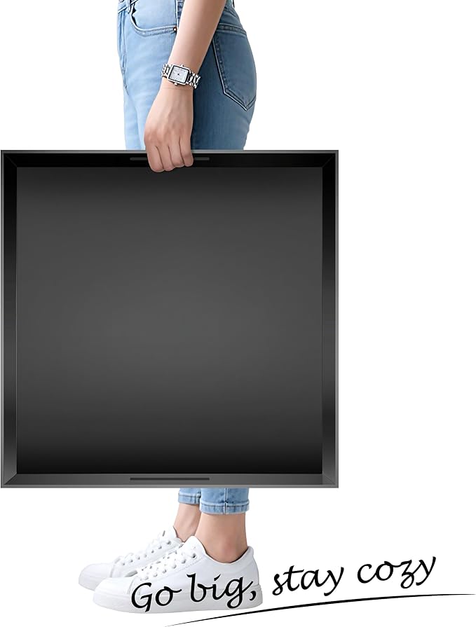 KEVJES Glossy Black Acrylic Serving Tray with Handles-Butler Trays for Coffee Table, Snacks,Breakfast in Bed, Kitchen Countertop,Vanity,Makeup Organizer,Ottoman (Black, 20x20 Inch)
