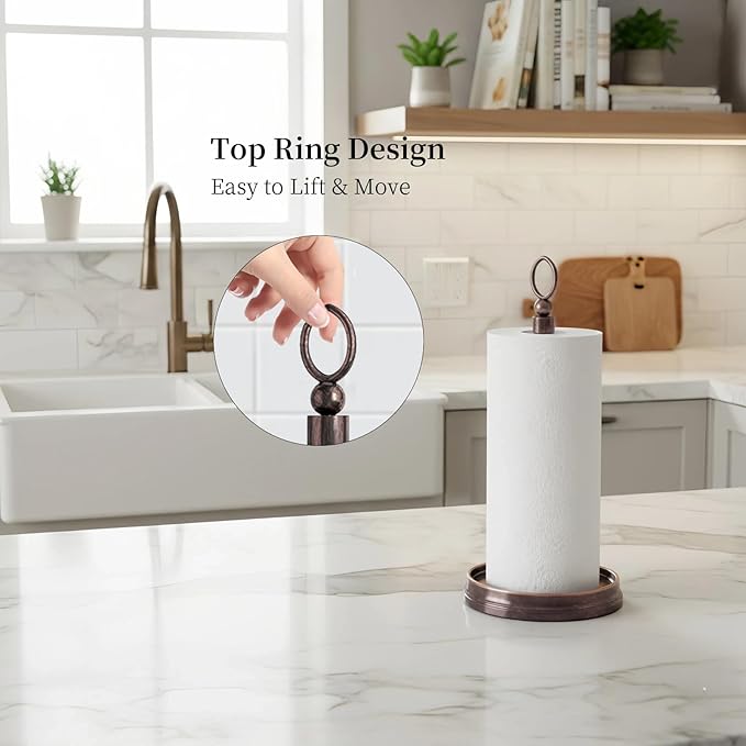 KASUNTO Paper Towel Holder Steel Paper Holder countertop，Black Paper Towel Holder for Kitchen Countertops, Bars & Dining Tables,Fits Standard & Jumbo Rolls, Oil Rubbed Bronze