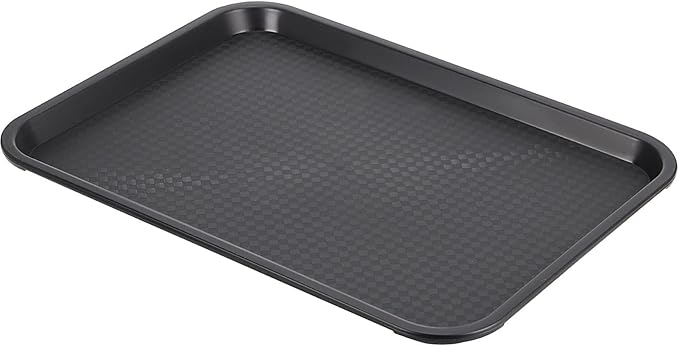 MAHIONG 15 Pack 14 x 10 Inch Black Fast Food Tray, Large Rectangular Restaurant Serving Trays, Plastic Cafeteria Trays School Lunch Trays